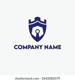 Secure Company Logo Featuring Fortress Shield and Keyhole.