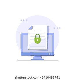 Acceso confidencial seguro de documentos en línea con bloqueo privado,símbolo de candado de datos de documentos de seguridad electrónicos