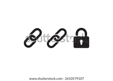 Secure Connection: Chain Link and Unlocked Padlock Icons