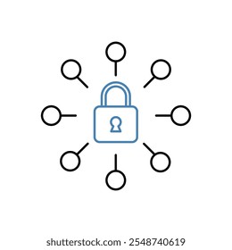 ícone da linha de conceito de conexão segura. Ilustração de elemento simples. design de símbolo de contorno de conceito de conexão segura.