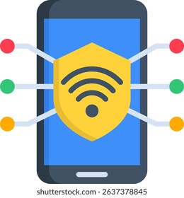 Secure Connection Icon Flat Vector Illustration