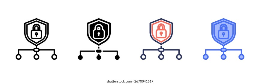 Ícone Conexão segura define coleção de vários estilos