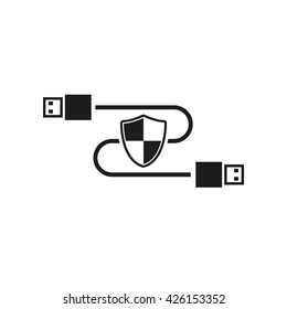 The secure connection icon. Transfer and connection, data, antivirus, firewall symbol. UI. Web. Logo. Sign. Flat design. App. Stock vector