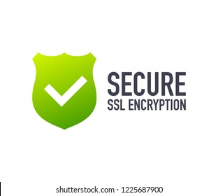 Secure connection icon vector illustration isolated on white background, flat style secured ssl shield symbols. Vector stock illustration.