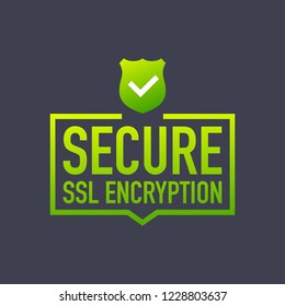 Secure connection icon vector illustration isolated on white background, flat style secured ssl shield symbols. Vector stock illustration.