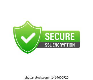 Secure connection icon vector illustration isolated on white background, flat style secured ssl shield symbols, protected safe data encryption technology, https certificate privacy sign