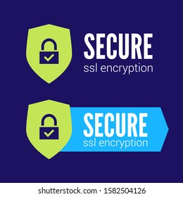 Secure connection icon vector illustration isolated, flat style secured ssl shield symbols