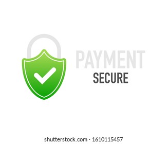 Secure connection icon vector illustration isolated on white background, flat style secured ssl shield symbols, protected safe data encryption technology, https certificate privacy sign.