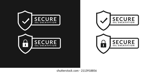 Secure connection icon vector illustration isolated on white background, flat style secured ssl shield symbols, protected safe data encryption technology, https certificate privacy sign