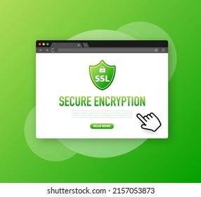 Ilustración vectorial de icono de conexión segura aislada en fondo blanco. Símbolos de protección de ssl seguros de estilo plano, tecnología de cifrado de datos segura y protegida.
