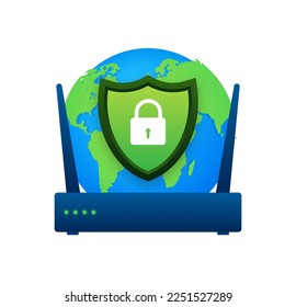 Secure connection icon vector illustration isolated on white background, flat style secured ssl shield symbols.