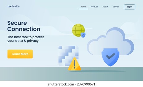 secure connection internet security protection technology concept for website landing homepage