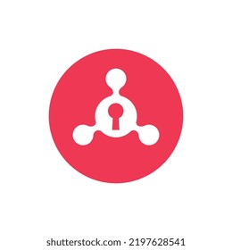 Secure connection logo design, hub and keyhole logo icon vector