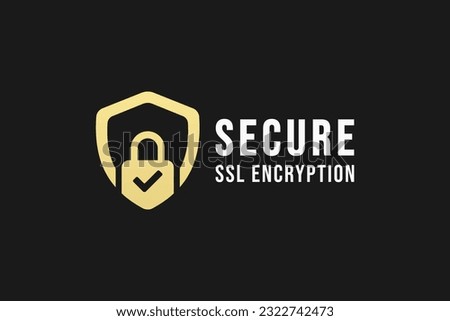 Secure connection logo or SSL certificate logo vector isolated in Flat Style. Secure connection logo for product packaging design element. SSL certificate logo for packaging design element.