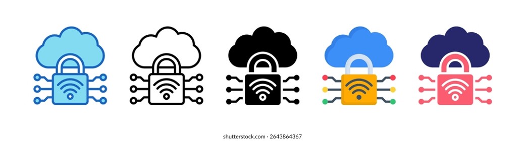 Secure Connection Multiple Style Icon Set Collection.