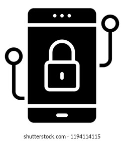 A secure connection on a smartphone with nodes having padlock