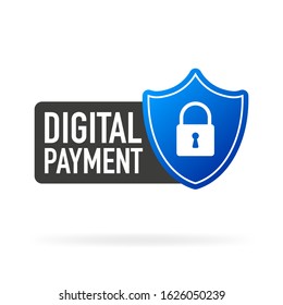 Secure connection. Secured ssl shield symbols, Digital payment.
