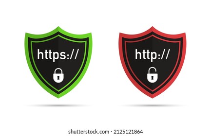 Secure connection. Secured ssl shield and padlock symbols. http https. Safe and Secure Wev Browsing. Safe and Secure https.