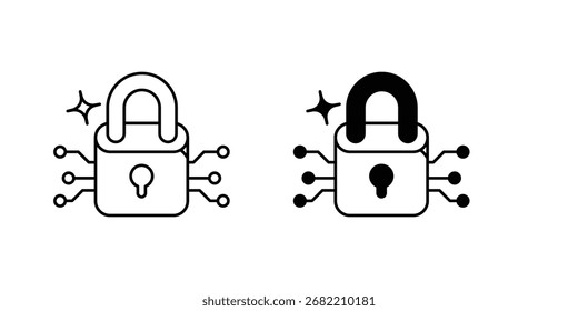 Secure connection set icon with white background vector stock illustration