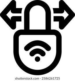 Secure Connection, Wireless Password, Private Network Outline Icon