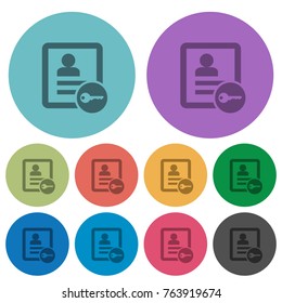 Secure contact darker flat icons on color round background