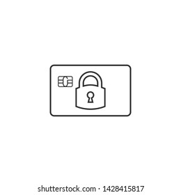 Secure credit card icon. Vector illustration, flat design.