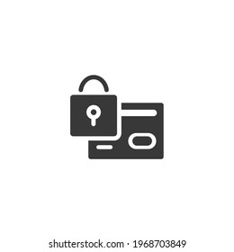 Pago seguro con tarjeta de crédito. Pabellón de seguridad. Icono aislado. ilustración de vector de glifos de comercio