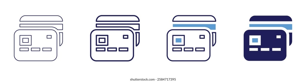 Secure credit card payments icon in 4 different styles. Thin Line, Line, Bold Line, Duotone. Duotone style. Editable stroke.