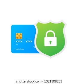 Secure credit card transaction. Payment protection concepts, Secure payment. Vector stock illustration.