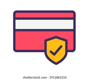 sichere Kreditkartentransaktion einzeln auf einem Symbol mit gefüllter Linie