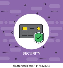 secure credit card  vector line icon