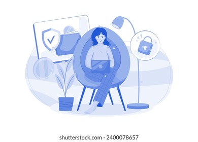 Secure Cryptocurrency Illustration concept on white background
