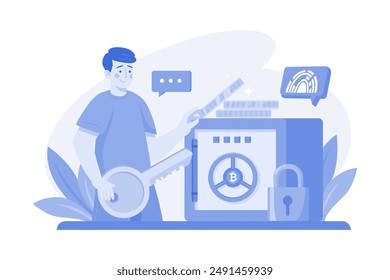 Secure Cryptocurrency Illustration concept on a white background