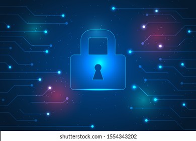 secure from cyberattack and privacy protection. High technology and safety. digital technology protation.