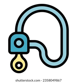 Vector de contorno de icono de bloqueo de ciclismo seguro. Protección deportiva. Color de la rueda de clave plano