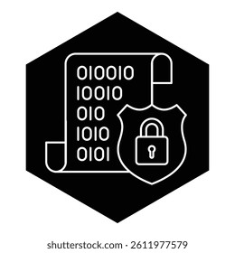 Secure Data Encryption Shield Vector Icon Design, encrypted file, cyber security, privacy protection