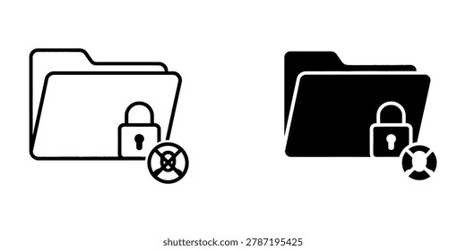 Secure data folder icons with padlock for private information storage, security