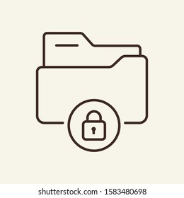 Secure data folder thin line icon. Cyber security concept. Vector illustration symbol elements for web design and apps.