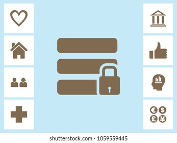 Secure Data Icon With Bonus Icons. Eps-10.