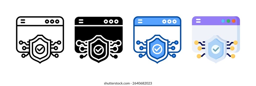 Secure data icon set bundle. Multi style icon collection perfect for websites, apps, and presentations. Simple vector icon collection