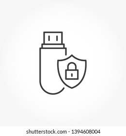 Secure data input vector out line icon