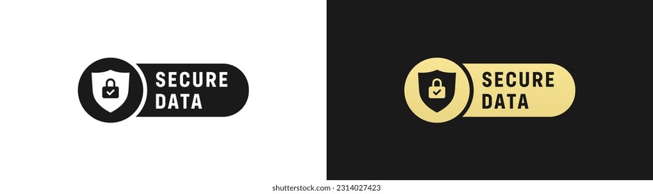 Secure data label or Secure data sign vector isolated in Flat Style. Secure data label for product packaging design element. 100% Secure data sign for packaging design element.