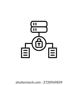 Icono de esquema de intercambio de almacenamiento de red de datos seguros