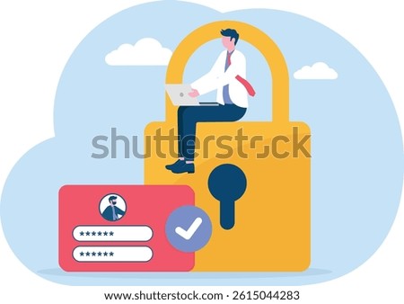 Secure data privacy and online authentication, Strong password for cyber security, High protection user account

