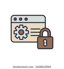 secure data processing icons isolated on White Background. Flat style design