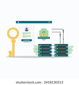 Secure Data Server Vector Illustration