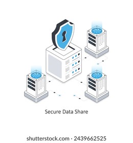 Secure Data Share isometric stock illustration. EPS File stock illustration.