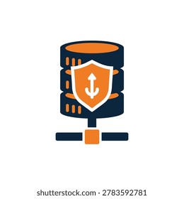 Secure data storage icon representing information safety and network protection. Ideal for cybersecurity and IT infrastructure themes.