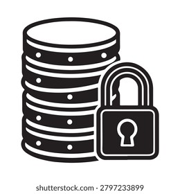 Secure data storage illustration featuring locked hard drives symbolizing digital security and protected information