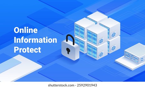 Secure data storage and online information protection. Cybersecurity, data privacy, and IT security. Perfect for cloud computing, encryption, secure networks and digital defense solutions.